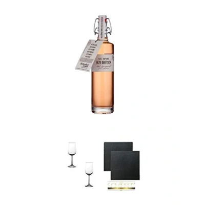 Abbildung von Birkenhof Alte Quetsch Edition Fasslagerung 0,5 Liter Deutschland + Nosing Gläser Kelchglas Bugatti mit Eichstrich 2cl und 4cl 2 Stück Schiefer Glasuntersetzer eckig ca. 9,5 cm Ø