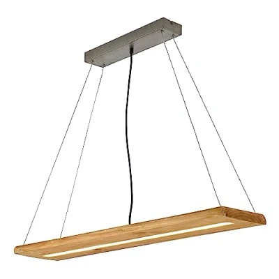Abbildung von Trio Leuchten LED Pendelleuchte Brad 323710130, Metall Nickel antik, Holz, inkl. 27 Watt LED, Switch Dimmer, Braun