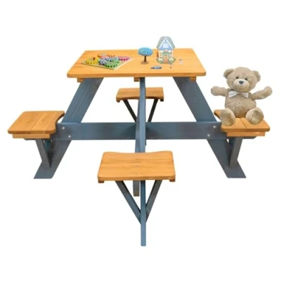 Abbildung von Coemo Garten Kindersitzgruppe ROMY, (Set, 1 tlg), Braun Picknicktisch Tisch 4 Sitze Kinder Sitzgruppe Gartentisch