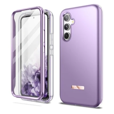 Abbildung von SURITCH Kompatibel mit Samsung Galaxy A54 5G Hülle Handyhülle Integriertem Displayschutz 360 Grad Komplettschutz Schutzhülle für 6.4 Zoll(Lila)