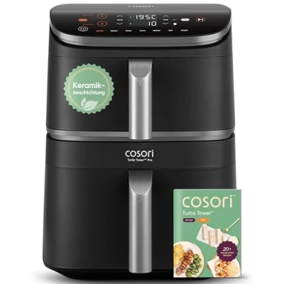Abbildung von COSORI Turbo Tower Pro Heißluftfritteuse 2 kammern, 10,8L Double Stack Airfryer mit DualBlaze, Keramikbeschichtung, nicht Teflon Beschichtung