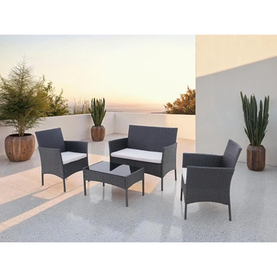 Abbildung von KONIFERA Balkonset »Palma«, (Set, 7 tlg., 1x2er Sofa, 2 Sessel, Tisch 41x71x39 cm, inkl. Auflagen), Stahl/Polyrattan