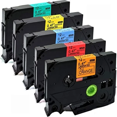 Abbildung von NEOUZA 5PK Compatible For Brother P Touch Laminated Tze Tz Label Tape Cartridge 12mm x 8m (Set of 5 Colors 0.47 26&#039;)