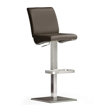 Abbildung von Robas Lund Barhocker Braun Leder mit Lehne Barstuhl drehbar 180 Grad, Hocker höhenverstellbar, DI.AZ