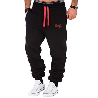 Abbildung von REPUBLIX Herren Sporthose Jogger Jogginghose Sweatpants Trainingshose R 0052 Schwarz/Rot 3XL