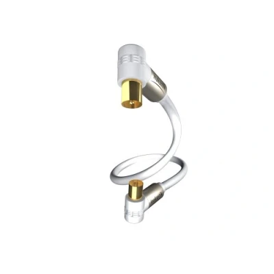 Abbildung von inakustik 004263015 Premium Koax Antennenkabel für die Anforderungen bei hochauflösenden Fernsehformaten (HDTV) entwickelt 1,5m in Weiß 100 dB 90 Steckern platzsparenden Anschluss