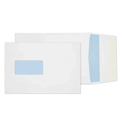 Abbildung von Blake Purely Packaging 6001 FAlten Versandtasche Haftklebung Mit Fenster Weiß C5 229 x 162 mm 120g/m² 125 Stück