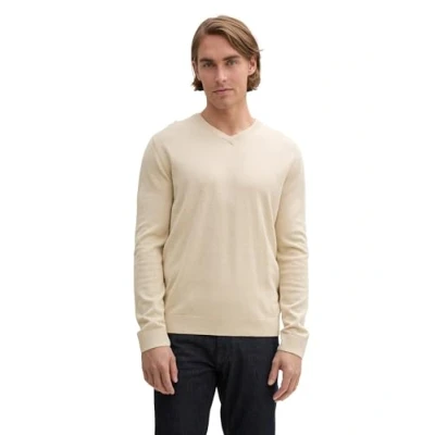 Abbildung von TOM TAILOR V Ausschnitt Pullover mit kleiner Logo Stickerei