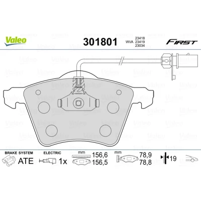 Abbildung von VALEO 301801 Bremsbelagsatz FIRST Vorderachse inkl. Verschleißwarnkontakt ohne Anti Quietsch Blech VOLKSWAGEN: Sharan I, FORD: Galaxy Mk1 MPV