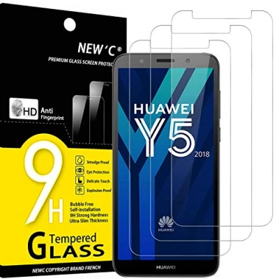 Abbildung von NEW&#039;C 3 Stück, Panzer Schutz Glas für Huawei Y5 2018, Frei von Kratzern, 9H Härte, HD Displayschutzfolie, 0.33mm Ultra klar, Ultrabeständig