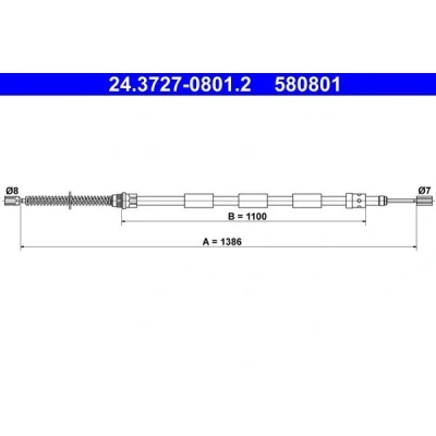 Abbildung von ATE 24.3727 0801.2 Handbremsseil 1386 PEUGEOT: 205 II Schrägheck, Cabrio