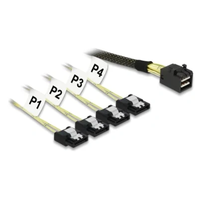 Abbildung von DeLock Kabel Mini SAS HD SFF 8643 x4 Stecker &gt; 4 x SATA Buchse 0,5 m