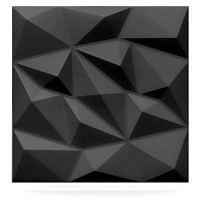 Abbildung von Deccart 3D Wandpaneele Styropor Wandverkleidung Decke Deckenverkleidung Paneele Deckenplatten Wall Deko Panel Wand Panels Polystyrol 50x50 cm Brylant 8 m², 32 Stück, Schwarz