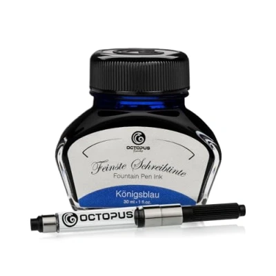 Abbildung von OCTOPUS Fluids Füllhaltertinte, Schreibtinte Königsblau löschbar 30ml mit Konverter Tintenglas (Set, 0 tlg)