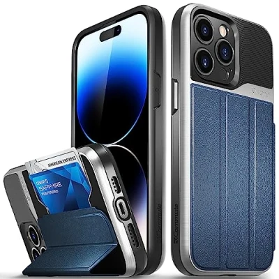 Abbildung von VENA vCommute Brieftasche Hülle für Apple iPhone 14 Pro Max (6.7&quot; inch), (Military Grade, Kartenfach) HandyHülle mit Standfunktion, Leder Flip Etui Schutzhülle (Blau)