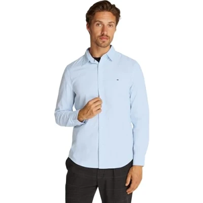 Abbildung von Tommy Hilfiger Businesshemd FLEX POPLIN KENT COLLAR SF SHIRT mit Logostickerei