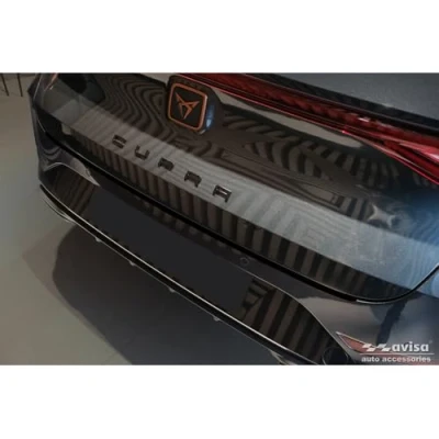 Abbildung von Avisa Matt Schwarz Edelstahl Heckstoßstangenschutz kompatibel mit Seat Leon Sportstourer inkl. FR/Cupra 2020 2024 &amp; Facelift &#039;Ribs&#039;