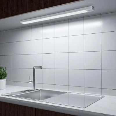 Abbildung von OUILA Unterbauleuchte Küche Led, 43.5CM 84LEDS Schrankbeleuchtung 2500mAh Wiederaufladbar Lichtleiste mit Bewegungsmelder, LED Leiste Küchenlampe für Kleiderschrank, Treppe, Werkbank (Weiß)