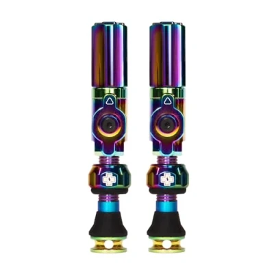 Abbildung von Muc Off Big Bore Hybrid Tubeless Valves, Iridescent 30mm Precision Engineered Dust Caps for Bikes with Revolutionary Airflow Technology Schrader Valve MTB/Road/Gravel