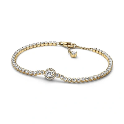 Abbildung von Pandora Sparkling HALO Tennis Armband, Damen, Größe: 16, Gold plated