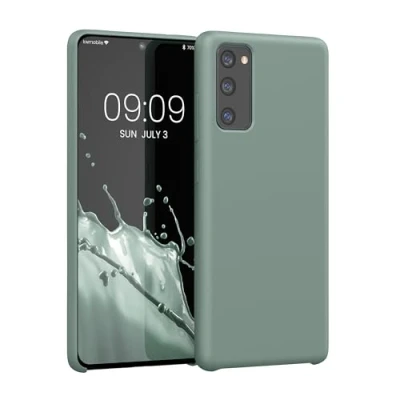Abbildung von kwmobile Hülle kompatibel mit Samsung Galaxy S20 FE Silikon Handy Case Handyhülle weiche Oberfläche kabelloses Laden Rainwashed Grün