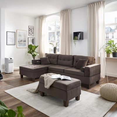 Abbildung von HOME DELUXE Ecksofa Sofa ROM, 242,6 x 154,3 90,8 cm 3 Teile, Eckteil links oder rechts frei wählbar, Wohnzimmersofa, Eckcouch