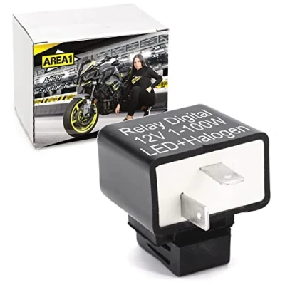 Abbildung von Area1 universal Motorrad Blinker Relais digital für LED Glüh und Halogenbirnen 12V 2 Pin Polig Blinkgeber elektronisch kompatibel mit