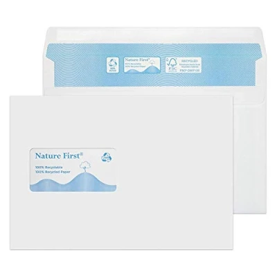 Abbildung von Blake Purely Environmental RN028 Nature First Recycling Umschlage Kuvertierhüllen Briefumschläge selbstklebend Mit Fenster Weiß C5 162 x 229 mm 90 g/m² 500 Stück