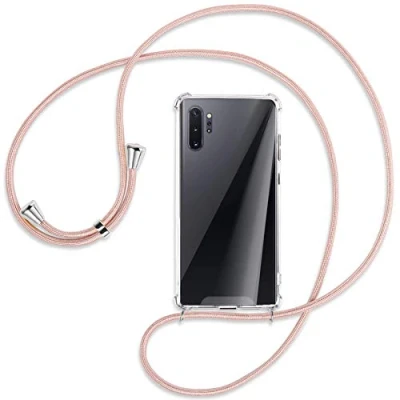 Abbildung von mtb more energy Handykette kompatibel mit Samsung Galaxy Note 10 Plus, 10+ (SM N975, 6.8&#039;&#039;) roségold Befestigung unten Smartphone Hülle zum Umhängen Anti Shock Full TPU Case