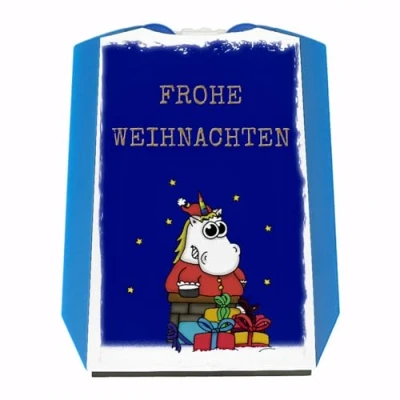 Abbildung von Frohe Weihnachten Parkscheibe mit Einhorn Weihnachtsmann und Geschenken Motiv Eiskratzer Wasserabstreifer Einkaufswagen Chips Parken Parkplatz