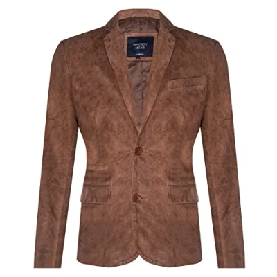 Abbildung von Infinity Leather Herren Veloursleder Bräunen Blazer Jacke Weicher Echter Italienischer Ledermantel