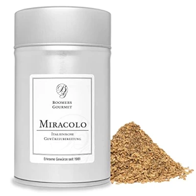 Abbildung von Boomers Gourmet Miracolo Gewürz nach Miracoli Spaghetti Klassiker, Authentische Gewürzmischung für ein Delikates Pasta Tomatensauce Erlebnis Gewürzdose 11,5 cm 90 g