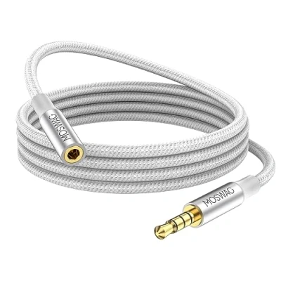 Abbildung von MOSWAG Headset Verlängerungskabel 3 m (die Verlängerung ist ideal für Gaming Headsets oder mit Mikrofon, TRRS 4 polig, 3,5 mm Stecker auf Buchse)