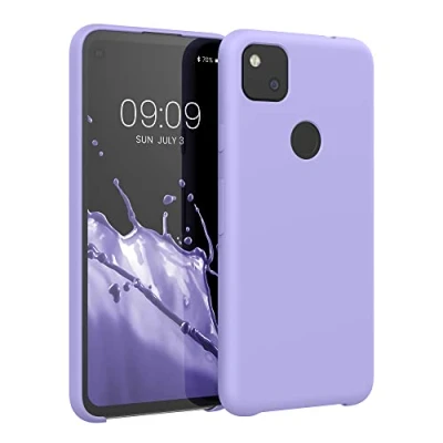 Abbildung von kwmobile Hülle kompatibel mit Google Pixel 4a Silikon Handy Case Handyhülle weiche Oberfläche kabelloses Laden Lavendel