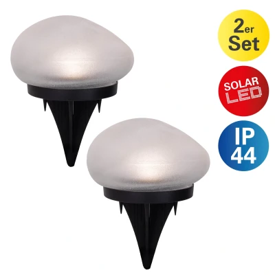 Abbildung von näve LED Solarleuchte &quot;Guri&quot;, 2 flammig, Leuchtmittel Modul fest integriert, 2er Set Dekoerdspieß, transparent/schwarz, Glassteinoptik, warmweiß