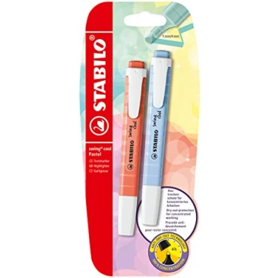 Abbildung von Textmarker STABILO swing cool Pastel 2er Pack Wolkenblau, Korallrot