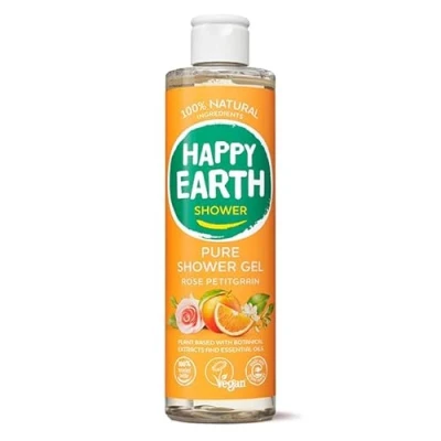 Abbildung von Happy Earth Duschgel Für Damen und Herren 100% Natürliche Inhaltsstoffe &amp; Vegan Rose Petitgrain 300 ML