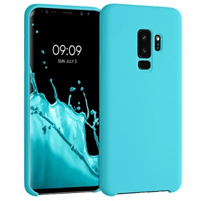 Abbildung von kwmobile Hülle kompatibel mit Samsung Galaxy S9 Plus Silikon Handy Case Handyhülle weiche Oberfläche kabelloses Laden Meerblau