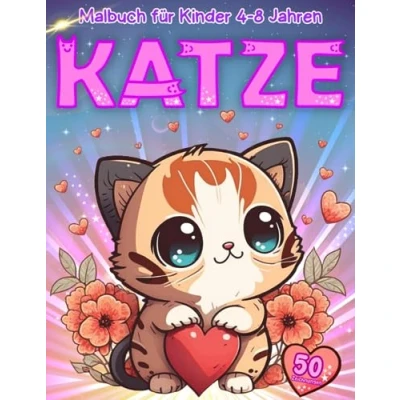Abbildung von Katze Malbuch für Kinder von 4 8 Jahren: 50 Zeichnungen süßer Katzen, Mädchen und Jungen, ab Jahren