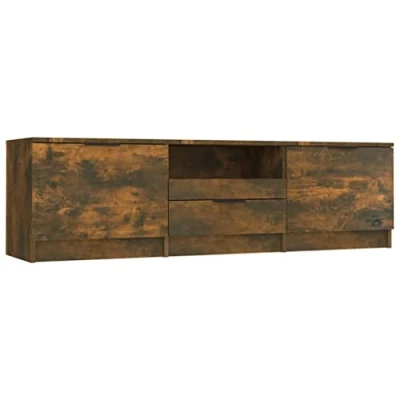 Abbildung von vidaXL TV Schrank Lowboard Möbel Tisch Board Sideboard Fernsehschrank Fernsehtisch HiFi Räuchereiche 140x35x40cm Holzwerkstoff