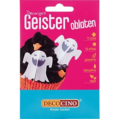 Abbildung von DECOCINO Halloween Oblaten Geister mit 3D Effekt (6Stk.) Torten Deko Kuchen Muffin Cupcake aus Esspapier
