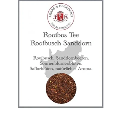 Abbildung von Lerbs &amp; Hagedorn, Rooibos Tee Rooibusch Sanddorn 250g (Ca. 20 Liter) Sanddornbeeren, Sonnenblumenblüten