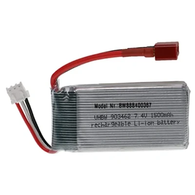 Abbildung von vhbw Akku kompatibel mit T Stecker für Modellbau z.B. Racing Car, Helikopter, Flugzeug (1500mAh, 7,4V, Li Polymer, 68 x 34 18,5 mm)
