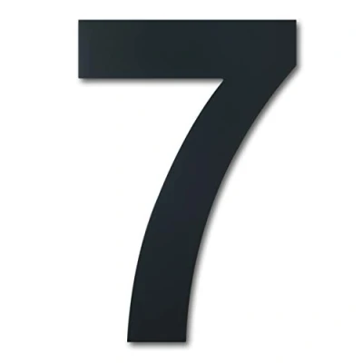 Abbildung von Edelstahl metall Hausnummer Höhe 178mm Schrift Arial moderner schwarze (Nummer 7)