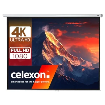Abbildung von celexon Economy Rollo Leinwand 95&quot; 200x150 cm 4:3 manuell ausziehbare 4K, Full HD Beamerleinwand für Projektionen im Heimkino &amp; Büro Wand Deckenmontage/zum Aufhängen