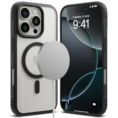Abbildung von Ringke Fusion Bold Magnetic Case [Kompatibel mit MagSafe] für iPhone 16 Pro Max Hülle, [Gelbschutz] Fester Griff Rutschfester Bumper Hart Rückseite Handyhülle Magnet Ladegerät/Zubehör Black