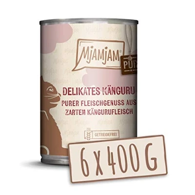 Abbildung von MjAMjAM Premium Nassfutter für Katzen purer Fleischgenuss delikates Känguru, 6er Pack (6 x 400 g), getreidefrei mit extra viel Fleisch