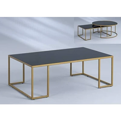 Abbildung von M2 Kollektion Matteo 2 Couchtisch/Sofatisch, Glas, Gold/schwarz, 102x36x61cm