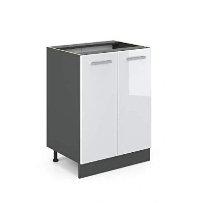 Abbildung von Vicco Unterschrank R Line, Weiß Hochglanz/Anthrazit, 60 cm ohne Arbeitsplatte