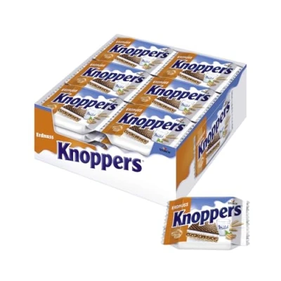 Abbildung von Knoppers Erdnuss 24 x 25g Gefüllte Waffelschnitte mit Erdnusscreme, feinsalzigen Erdnussstückchen und leckerer Milchcreme